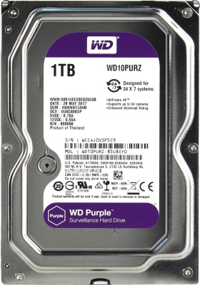 Накопитель HDD SATA 3.5" 1Tb 6Gb/s 5400rpm 64Mb WD Purple <WD10PURZ>