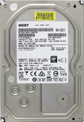 Накопитель HDD SAS 3.5" 4Tb 12Gb/s 7200rpm 128Mb HGST Ultrastar 7K6000 <HUS726040AL5214>