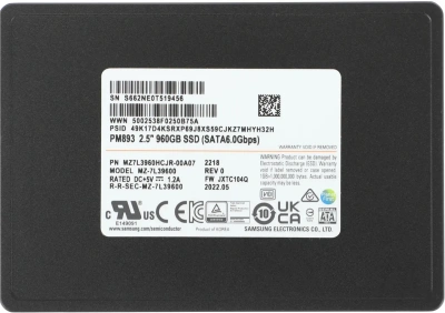 SSD SATA 2.5" 960Gb 6Gb/s Samsung PM893 < MZ7L3960HCJR-00A07 >