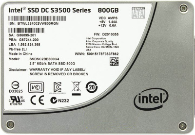 SSD SATA 2.5" 800Gb 6Gb/s Intel DC S3500 <SSDSC2BB800G4(01)> 