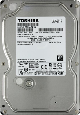 HDD SATA 3.5" 1Tb 6Gb/s 7K Toshiba < DT01ACA100 > 