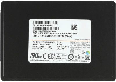 SSD SATA 2.5" 7.68Tb 6Gb/s Samsung PM893 < MZ7L37T6HBLA-00A07 >