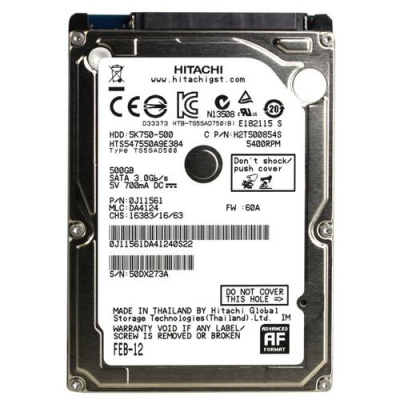 HDD SATA 2.5" 500Gb 3Gb/s 5K HITACHI < HTS547550A9E384 >